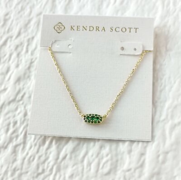 ✨️KENDRA SCOTT  Emerald green Gold Crystal Pendant Necklace NEW✨️ - Picture 4 of 7